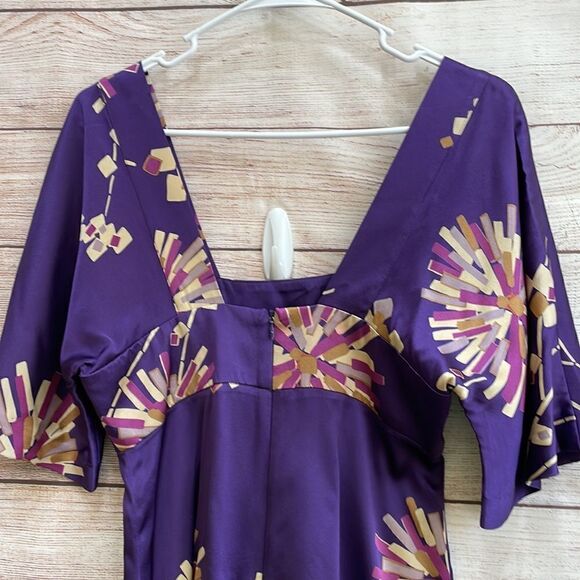 TRINA TURK 100% SILK KIMONO STYLE TOP IN PURPLE FLORAL PRINT - Picture 5 of 9